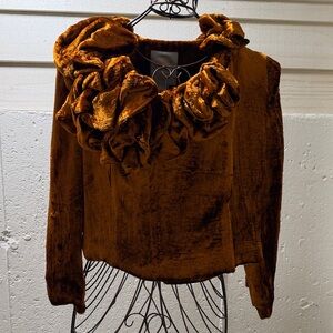 Tracy Reese Velvet Ruffle Jacket in Pumpkin- NWOT